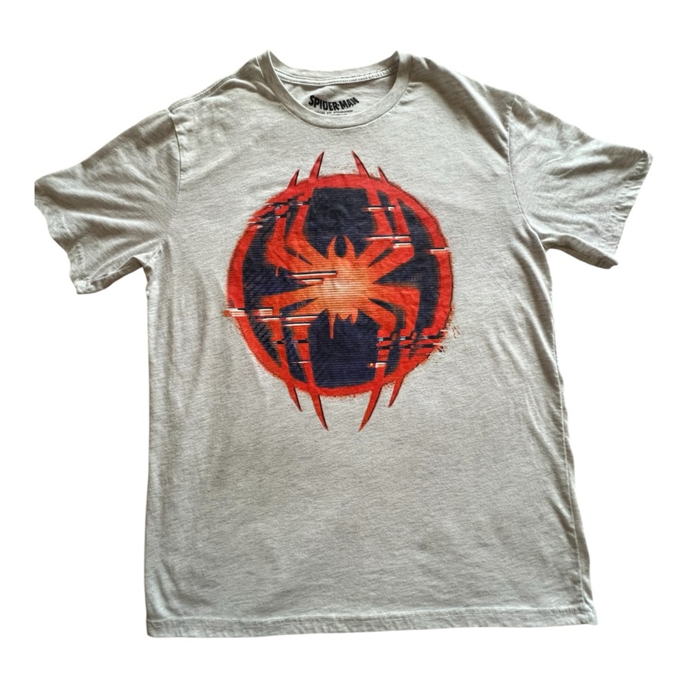 Marvel Across the Spider-Verse Spider Man Gray and Red Short Sleeve Tee